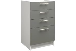 JD Greta Fixed Height 500mm Kitchen Drawer Base Cabinet Floor Unit (Without Worktop) – Grey Matt