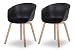 Produktbild Esszimmer-Stuhl Nordin | 2er Set | Schalenstuhl mit Armlehnen | Kunststoff Schwarz | Gestell Metall in Holz-Optik | Retro Design