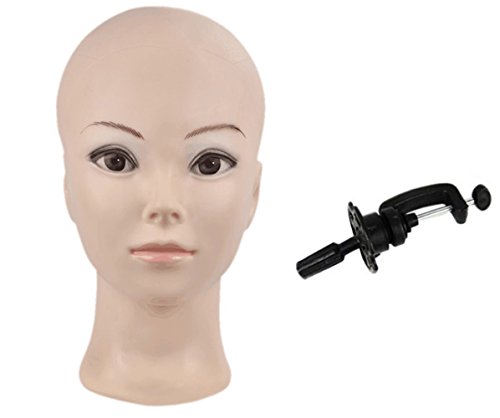 Manichino testa da donna per esercitarsi con il trucco, per creare parrucche, con morsetto da tavolo