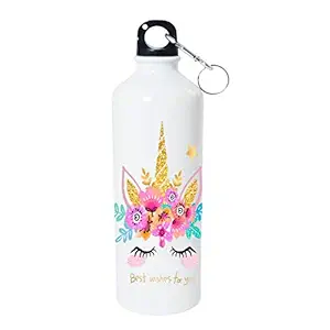 Shopbuzz Unicorn Print Aluminum Water Bottle , 750 ml , Pack of 1 , Multicolour