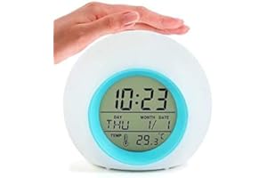 DSLIHA Despertadores digitales para niños, Reloj despertador nocturno LED Numeric Lamp, Niños Dibujos animados Habitación Digital Despertador Noche Noche de noche Música Despierta [Clase energética A+]
