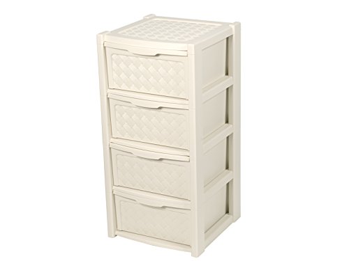 Tontarelli Arianna Square Chest of Drawers, 4 Drawers, Plastic, Beige