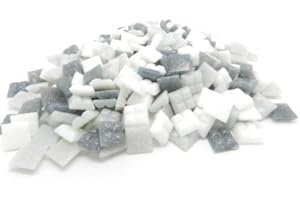 HOBBY ISLAND MOSAICS 400 Vitreous Glass Mosaic Tiles Greys Arts & Crafts 10mm