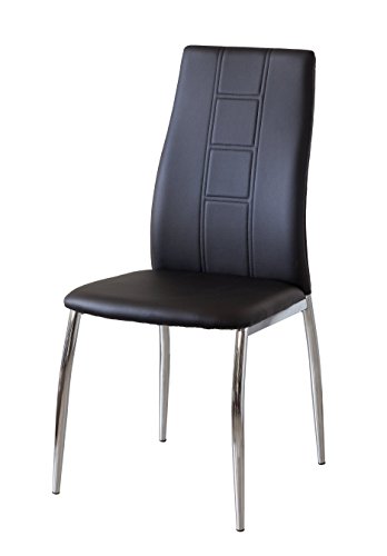 VIVACE Kansas Silla, Piel, Negro, 44 x 47 x 99 cm, 6 Unidades