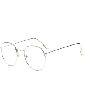 OUTEYE Retro Glasrahmen-Ebenenspiegel Dekobrille Nerdbrille Klassisches Rund Rahmen Glasses