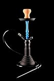 KAYA SHISHA Wasserpfeife Nargile „Frosted Black SPN 480B“, mit blauer Silikonrauchsäule, Schlauch-Mundstück-Set schwarz