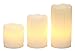 Produktbild Smart Planet® hochwertige flackernde LED Kerzen Wachs 3er Set in weiß - schöne Wachs Details - Licht warmweiß - 5/7/ 10 x 5 cm