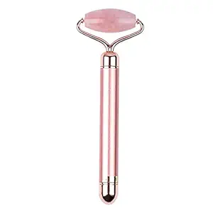 JUTEK Electric Facial Massage Roller Waterproof Face Skin Care Massager Natural Pink Massage Stone for Face Forehead Cheek Neck Dark Circles Brightens Treatment Therapy Reduce Fine lines, wrinkles