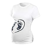 DAY8 Vêtement Femme Enceinte Grande Taille Pas Cher a la Mode Été 2019 Femme Enceinte Tee Shirt Manche Courte Tops Humour Imprimé Haut Sexy Chic Chemisier Tunique Casual Sport (M, Blanc)