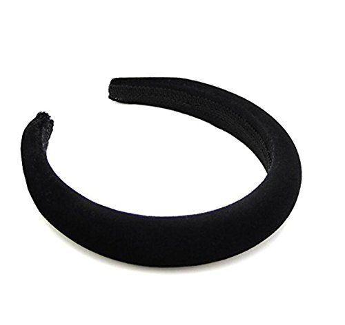 jileSM 2.5cm Thick Velvet Hair Hoop Headband(Black)