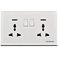 Fulinmen Universal Electrical Flat Plate Double Switched Fast Charging Power Socket with Neon Lights 13 A (White)