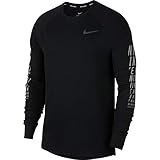 Raglanärmel Nike Miler Waffle Langarm-Laufoberteil Herren Longsleeve, Black/Reflective Silv, XL