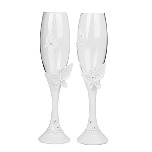 Preisvergleich Produktbild Schmetterling Design Hochzeit Glas Glasgeschirr Toasten Champagner Flutes Einstellen