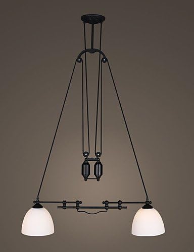 SUHANG chandelier Double Heads Vintage North Amercian Style Glass Adjustable Pendant Lamp For The Indoor Room Pully Chandelier Light , 110-120V