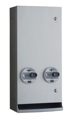 Bobrick 2706 ClassicSeries 304 Stainless Steel Surface-Mounted 25c Single-Coin Operation Napkin/Tampin Vendor, Satin Finish, 11-7/8" Width x 25-7/8" Height x 6-9/16" Depth