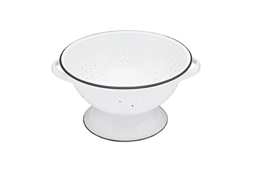 KitchenCraft Living Nostalgia Vintage Emaille Sieb, weiß, 24 cm