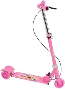 Dhairya Kick Scooter for Kids 3 Wheeler Foldable Kick Skating Cycle with Brake and Bell, LED on Wheels and Height Adjustable for Boys and Girls for 3-7 Years(Pink)