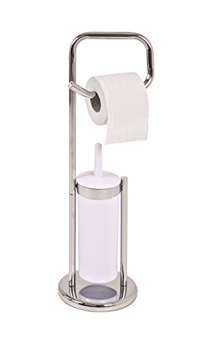 WC-Garnitur in Chrom mit WC-Papierhalter und WC-Bürste; Maße (B/T/H) in cm: 19 x 19 x 66