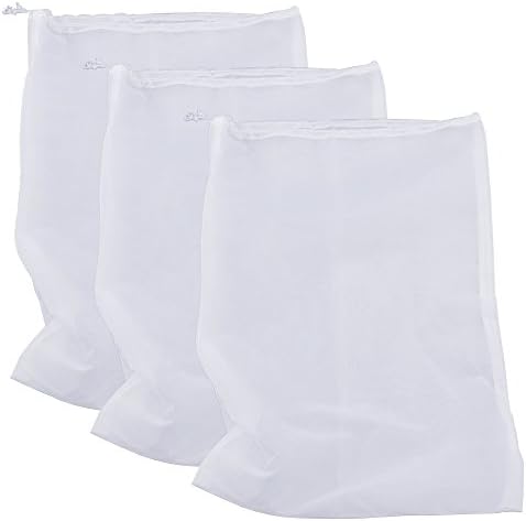 Therpin Reusable Nylon Fine Mesh Food Strainer Bag, All Purpose Food Grade Filter for Almond Milk, Coffee, Home Brewing, Hop, Juice (45cm x 30cm, 3 Pcs)
