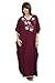 Jersey Embroidered Kaftan Satin Trim One Size Fits All, Burgundy