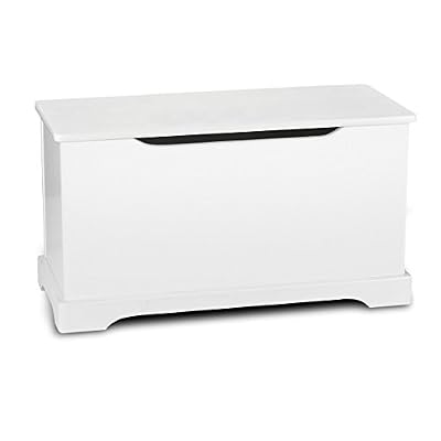 Leomark Coffre à jouets en bois couleur blanche, récipient pour les jouets, banc avec rangement