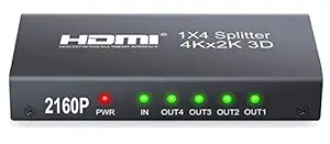 Microware 4K x 2K 3D HDMI 1x4 2160P Splitter Real 4K x 2K Amplifier HDMI Switch Switcher 1 in 4 Out Converter Adapter for HDTV