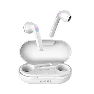 Lumiford Max T85 True Wireless Earbuds with Bluetooth v5.0, Smart Touch Control, 10mm Extra Bass Driver, Binaural Call Function & 21 Hours Playtime, Splash-proof Earbuds, Secure-Fit & Type-C charging Port (white)