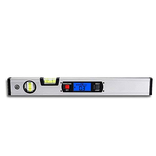 Risepro 82112M-S Inclinomètre numérique avec indicateur de niveau à bulle, aimant droit, portée de 360 °, 416 mm de long avec rétroéclairage