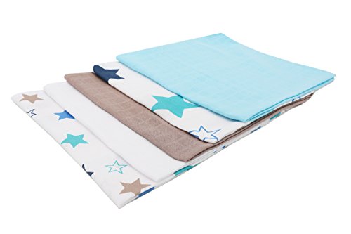 ZOLLNER® Set Spucktücher / Mullwindeln / Stoffwindeln aus 100% Baumwolle, verschieden gemustert, Serie „Hope-Sirius“ - 2