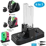 FÁCIL DE USAR: conéctese al adaptador de CA Whiteoak original o para Switch, luego inserte el Joy-Con o el controlador Pro, plug and play. La columna de 4 LED muestra el estado de carga: Sin carga o completamente cargada - Columna verde; Carga - Pilar rojo.