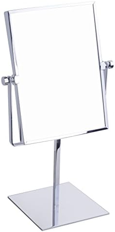 GURUN 15cm Tri-Fold Make up mirror Two-Sided Makeup Mirror wall mount With 3X Magnification, M1401(8''3x, square) (15cm, Chrome)