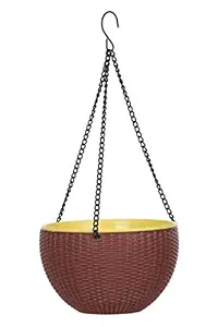 AASHU Hanging Planters Wowen Finish Planter Pot for Indoor and Outdoor, Hanging Planter Basket with Chain (10inch Brown,self Watering) Pack of 1