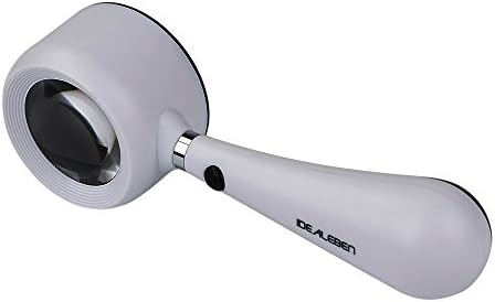 Idealeben Magnifying Glass LED Light Handheld Illuminated Magnifier for Insects Microscope Jewelry Loupe 4.5 X Magnification Lens White