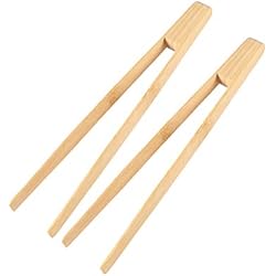 BESTONZON Bambou Grille-Pain Pinces De Cuisine Épaississement Alimentaire Servant Des Pinces Cuisson Au Four Friture Gâteau Pain Salade Pinces 2 PCS