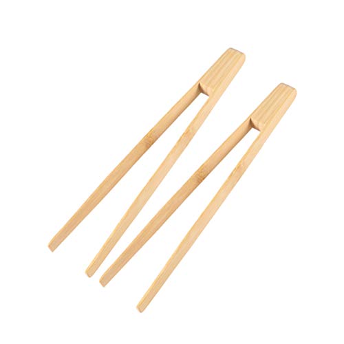 BESTONZON Bambou Grille-Pain Pinces De Cuisine Épaississement Alimentaire Servant Des Pinces Cuisson Au Four Friture Gâteau Pain Salade Pinces 2 PCS