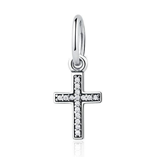 Colgante de cruz símbolo de fe, compatible con pulseras Pandora y europeas