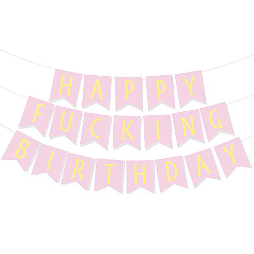 Sterling James Co. Banderole de « Happy F***ING Birthday » - Décorations ludiques d'Anniversaire - Anniversaire de 21ans - 30ans - 40ans - 50ans - Accessoires de soirées de qualité supérieur