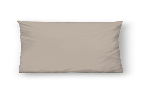 biberna 0065600 Baumwoll-Satin Kissenhüllen, 40 x 80 cm, taupe