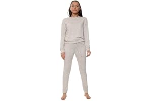 pretty attitude Ladies 2 Pcs Marl Knitted Ribbed Bottom Lounge Wear Suit Set Women's Tracksuit
