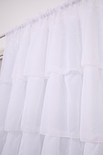 GWELL Supersanft Weiß Volant Gardine Transparent Voile Vorhang Schal mit Ösen TOP QUALITÄT für Wohnzimmer Schlafzimmer - 2