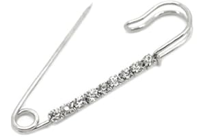 Housweety-10 Epingles de Nourrice incrustes Strass Blanc 6.5x1.8cm -Design personnalisé-Charme pour la Mode