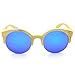Produktbild Herren Sonnenbrillen Damen Runde Halbrand Bambus Brille, Mode Polarisierte Sonnenbrillen Frauen DIY (Farbe : Blau)