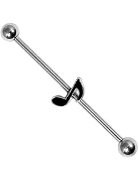 Stab-Ohrpiercing aus Industrie-Edelstahl. Musiknote. Maße: 1,6 mm Dickex36 mm Länge. IND21. -