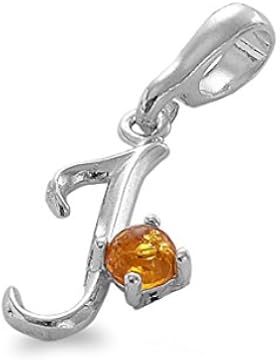 Bernstein Buchstabe Letter Anhaenger Buchstaben Silber Kettenanhänger für Halsketten #1492