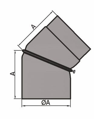 raik Abgassysteme Rauchrohrbogen drehbar 0° – 45°, Größe:150 mm;Farbe:schwarz - 3