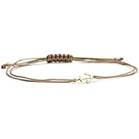 SCHOSCHON Damen Anker Symbol Armband, Taupe-Gold | Freundschaftsarmband Schmuck