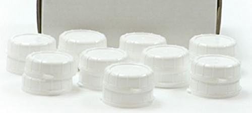24 (2 DOZEN) NEW REPLACEMENT CAPS FOR GLASS MILK BOTTLES WHITE PLASTIC REUSABLE CHECK SIZE by STANPAC