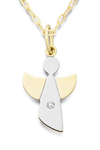 Miore Damen-Halskette mit Anhnger Schutzengel Brillant 9 Karat 375 Gelbgold 45cm Miore Damen-Halskette mit Anhnger Schutzengel Brillant 9 Karat 375 Gelbgold 45cm
