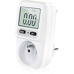 Zaeel Wattmètre prise compteur d'énergie, consommation d'énergie mètre Contrôleur de Consommation Electrique avec l'écran d'affichage à cristaux liquides, puissance maximum 3680W