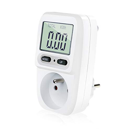 Zaeel Wattmètre prise compteur d'énergie, consommation d'énergie mètre Contrôleur de Consommation Electrique avec l'écran d'affichage à cristaux liquides, puissance maximum 3680W